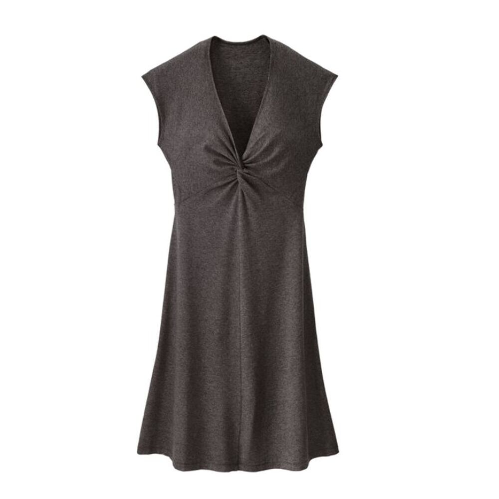 Patagonia Seabrook Bandha Dress Charcoal Gray‎ Twist Front Stretchy Size Medium